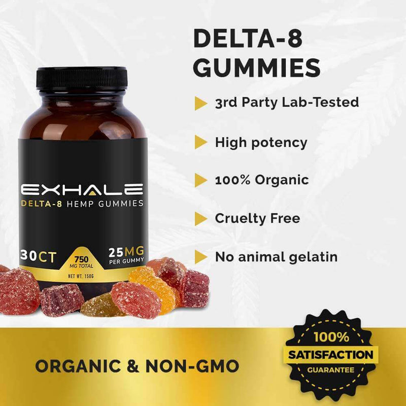 Exhale Wellness Delta 8 Gummies - 750mg, 30ct