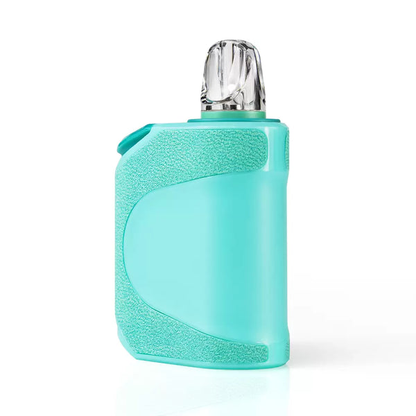 A turquoise hydration flask with a transparent lid and textured grip, perfect for pairing with your Urb Clicker 510 Battery on a white background.